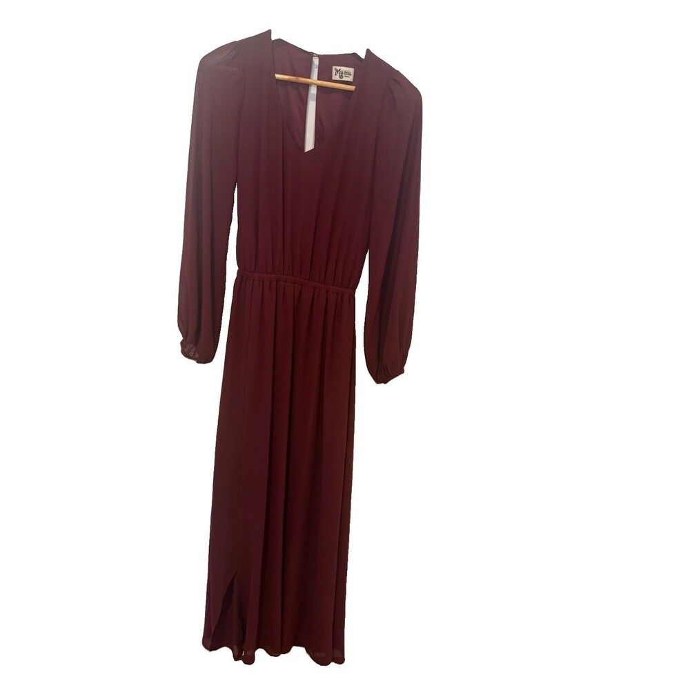 Show Me Your Mumu Dress Womens Small Burgundy Wine Long Emily Maxi Bridesmaid